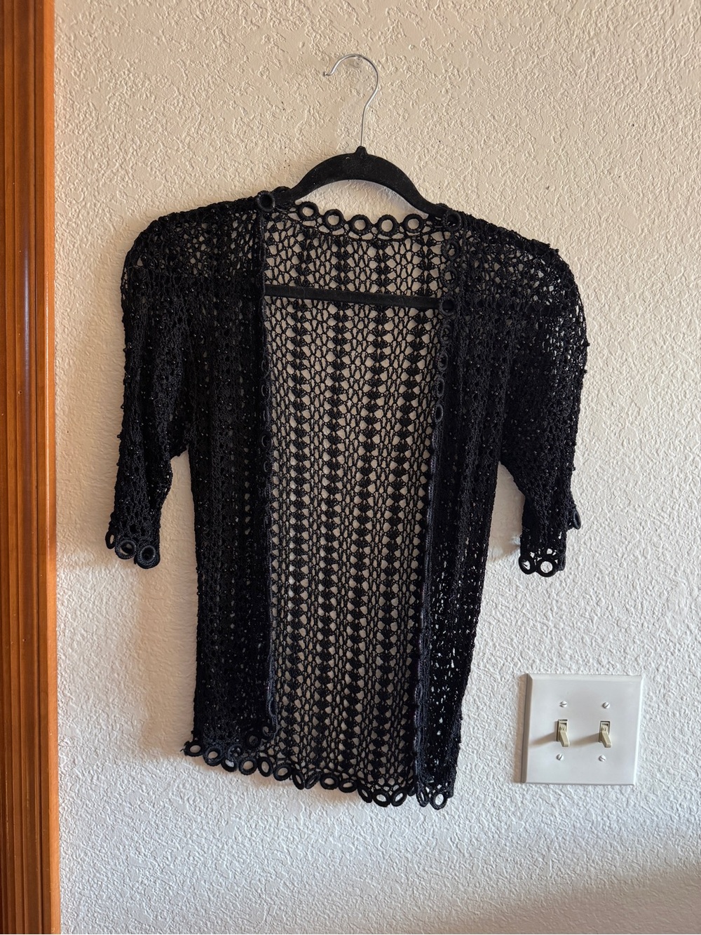 Black beaded Crochet Open-Front Women’s cardigan
